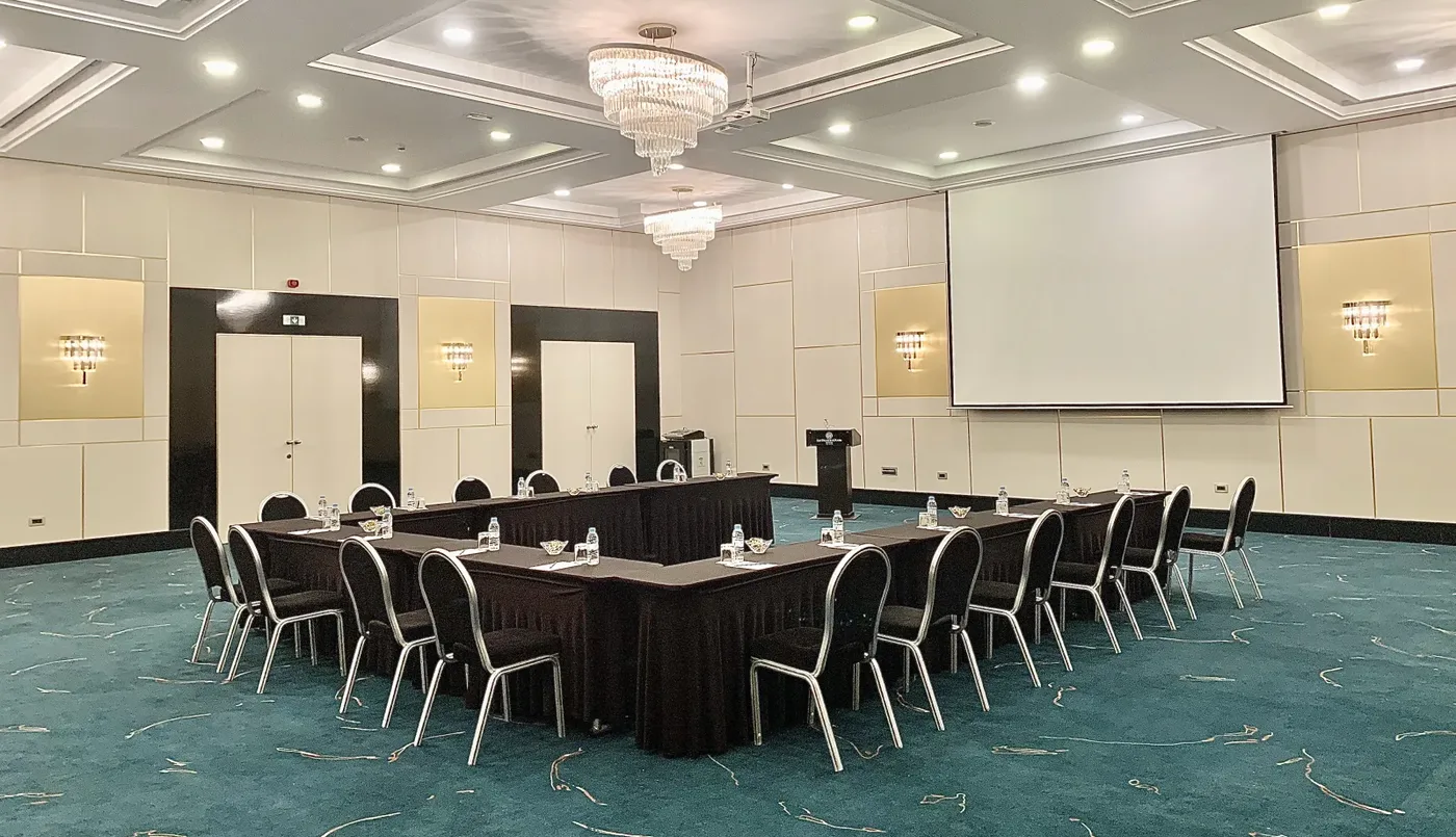 Meeting room set up for a conference